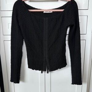 Black Textured Women's Long sleeve Top